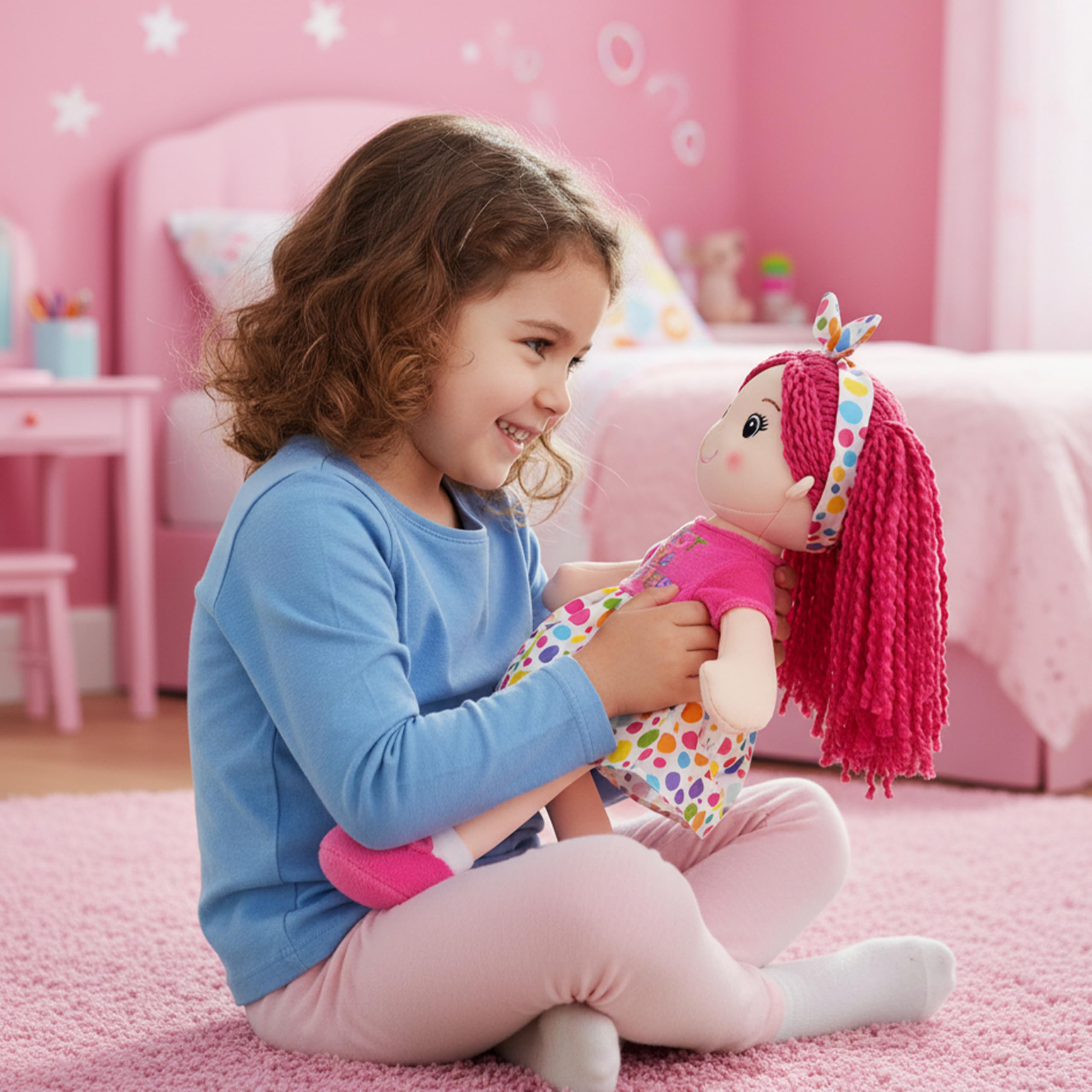 June Garden Sophie 14-inch cuddle size is easy for little hands to hug.