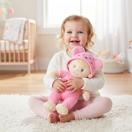 June Garden Sweet Dolly Frida blond hair and blue eyes enhance gentle nurturing play.