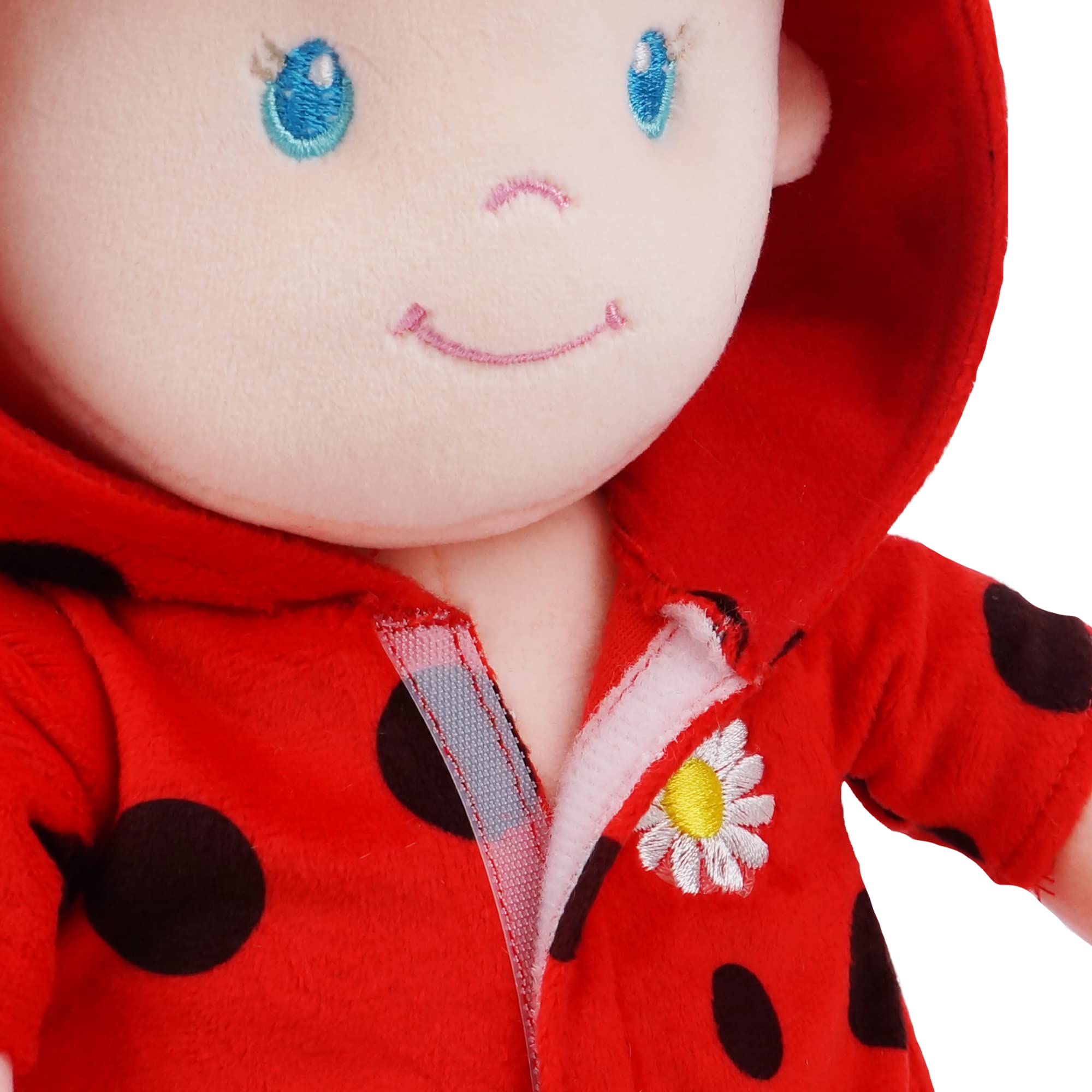 June Garden Sweet Dolly Ladybug soft plush body invites cuddles and safe handling