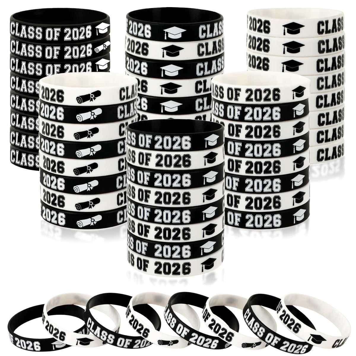 JUNEBRUSHS Class of 2026 bracelet black packaging shows durable, celebratory keepsakes.