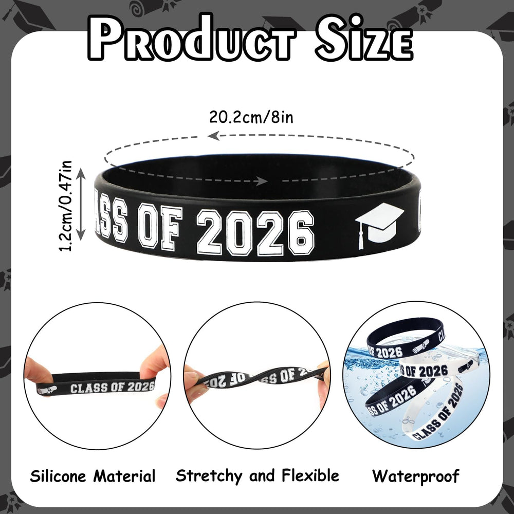 JUNEBRUSHS Class of 2026 bracelet engraving shows CLASS OF 2026 theme.
