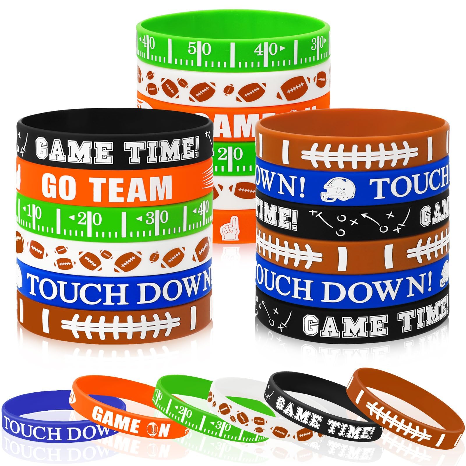 JUNEBRUSHS football bracelet set with six designs for party favors and gifts