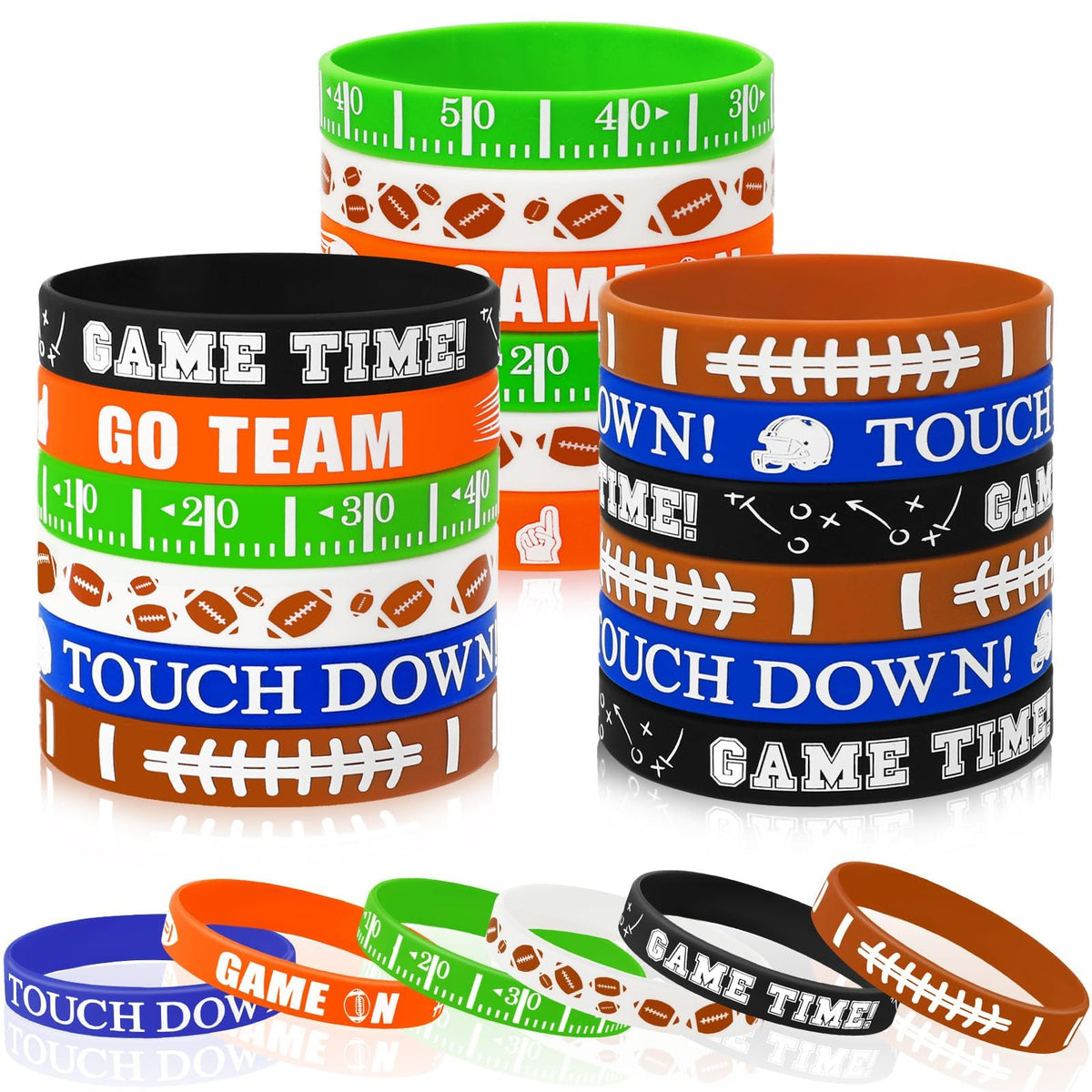 JUNEBRUSHS football bracelet set with six designs for party favors and gifts