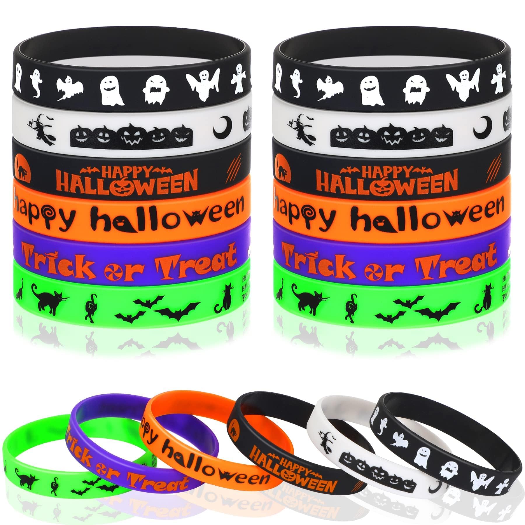 JUNEBRUSHS ghost design Halloween wristbands ideal for kids party favors.