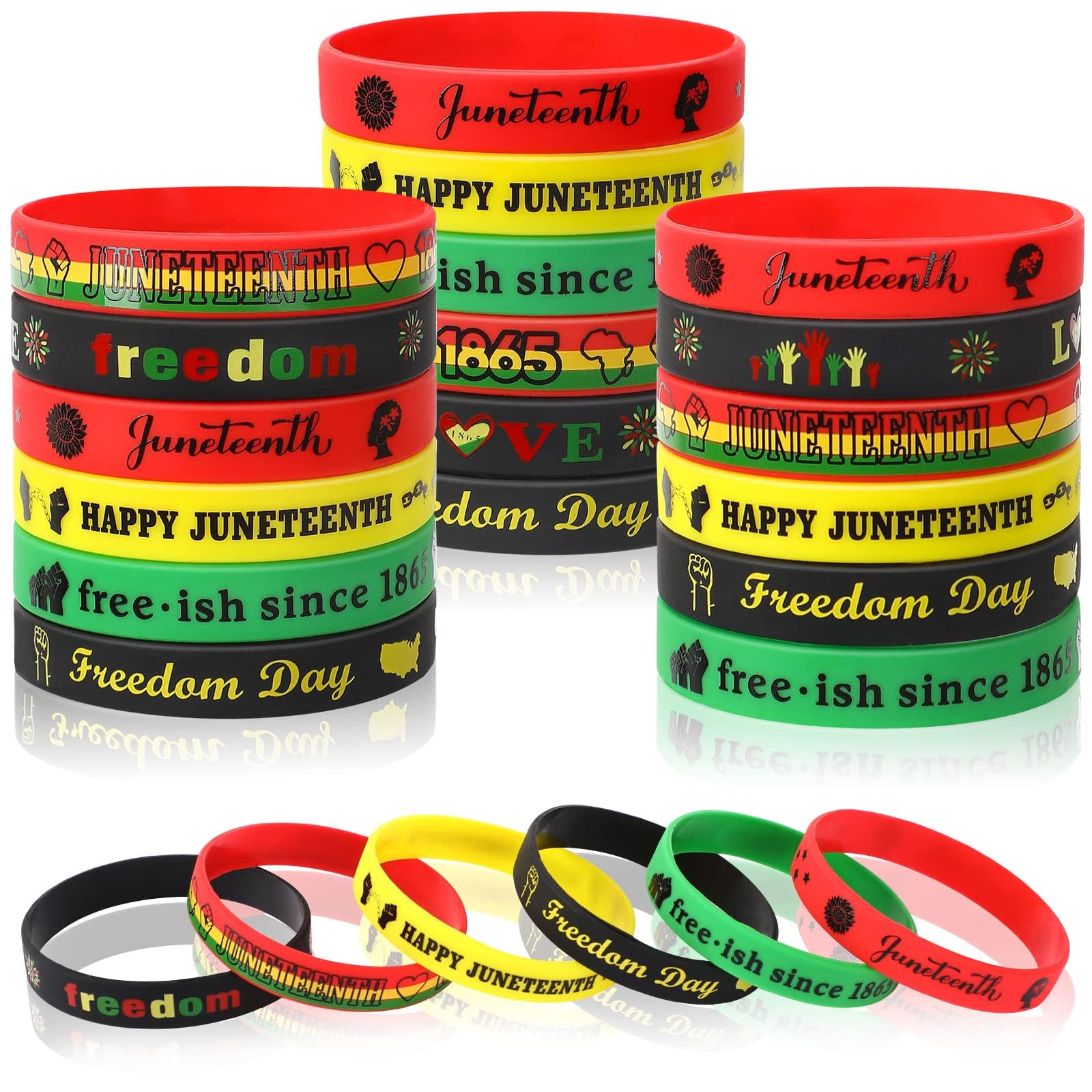 JUNEBRUSHS Happy Juneteenth silicone bracelet with Freedom Day design for everyday wear