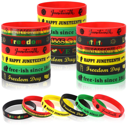 JUNEBRUSHS Happy Juneteenth silicone bracelet with Freedom Day design for everyday wear