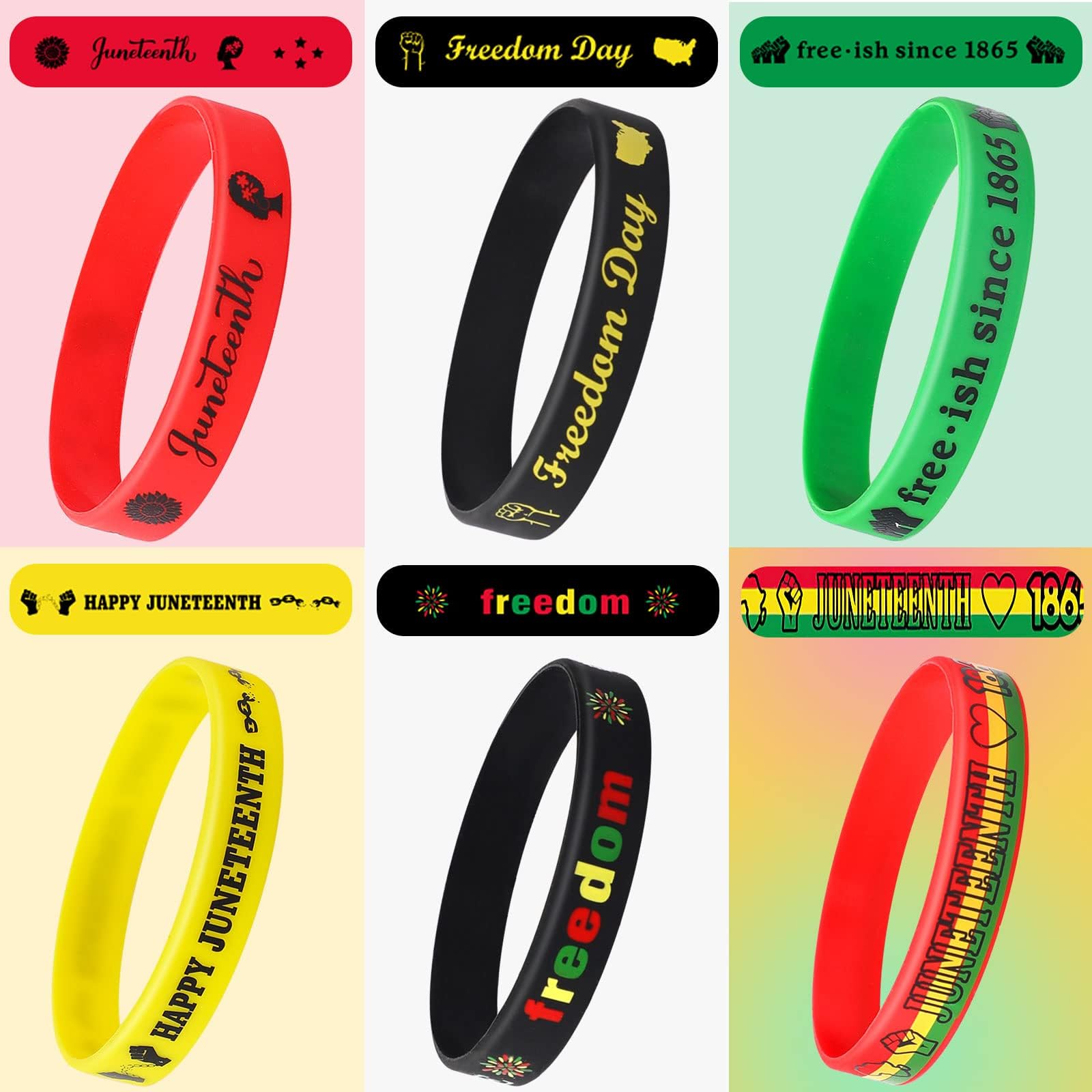 JUNEBRUSHS Happy Juneteenth bracelet design for party favors and gifts