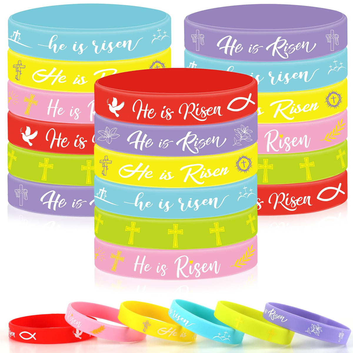 JUNEBRUSHS He Is Risen cross design bracelet for Easter devotion and style.