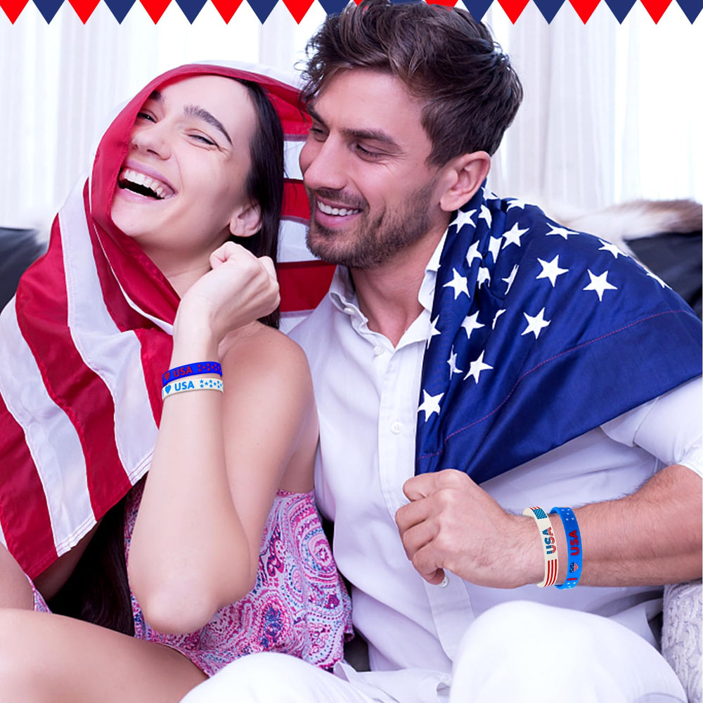 JUNEBRUSHS red white blue wristband suitable for kids and adults.