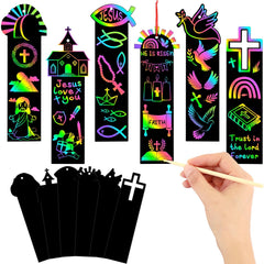 JUNEBRUSHS Resurrection cross scratch bookmark for engaging Sunday school crafts