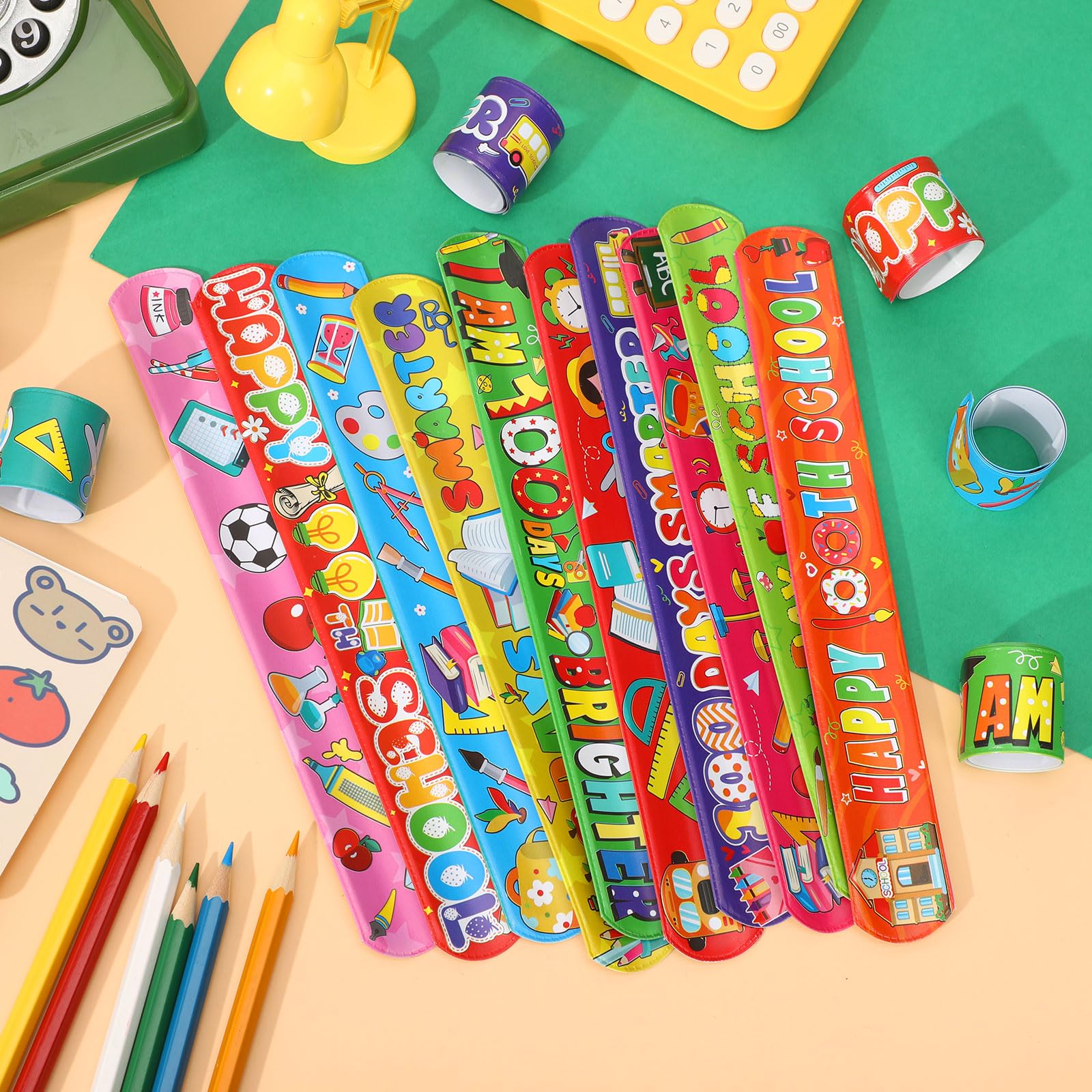 JUNEBRUSHS 100 Days bracelet showing apples motif, a playful incentive for learning milestones.