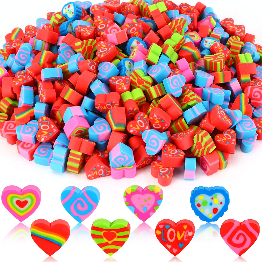 JUNEBRUSHS heart mini erasers pack for kids classroom rewards