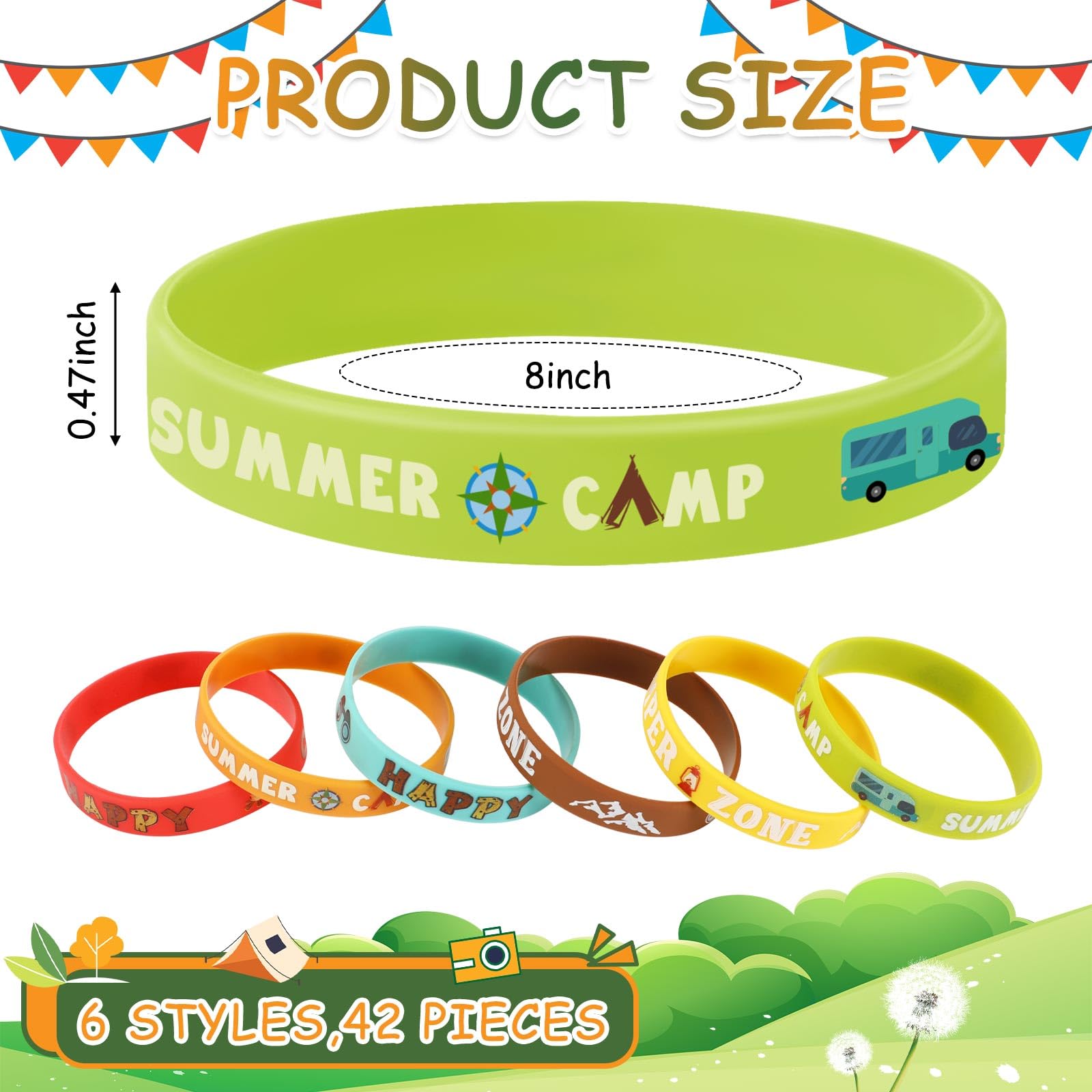 JUNEBRUSHS motorhome motif bracelet, soft silicone for adventure-themed gatherings