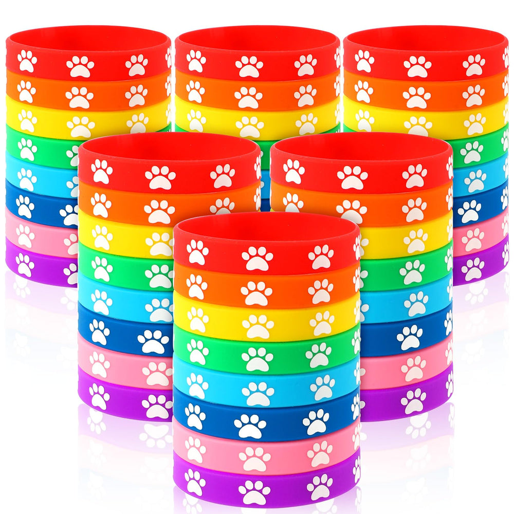 JUNEBRUSHS paw print silicone bracelet in red, ideal for dog-themed party favors.