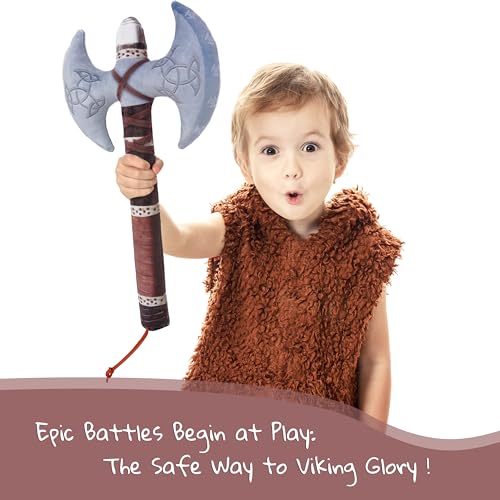 June Garden Little Vikings Battle Axe emblems closeup, authentic Viking vibe for storytelling and role-play.