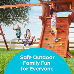 Jungle Gym Kingdom assembly-ready hangers simplify tool-free setup.