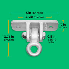 Jungle Gym Kingdom multi-use hooks adaptable for swings or gymnastics.