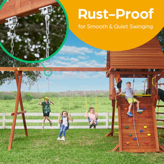 Jungle Gym Kingdom outdoor playground hangers support durable backyard fun.