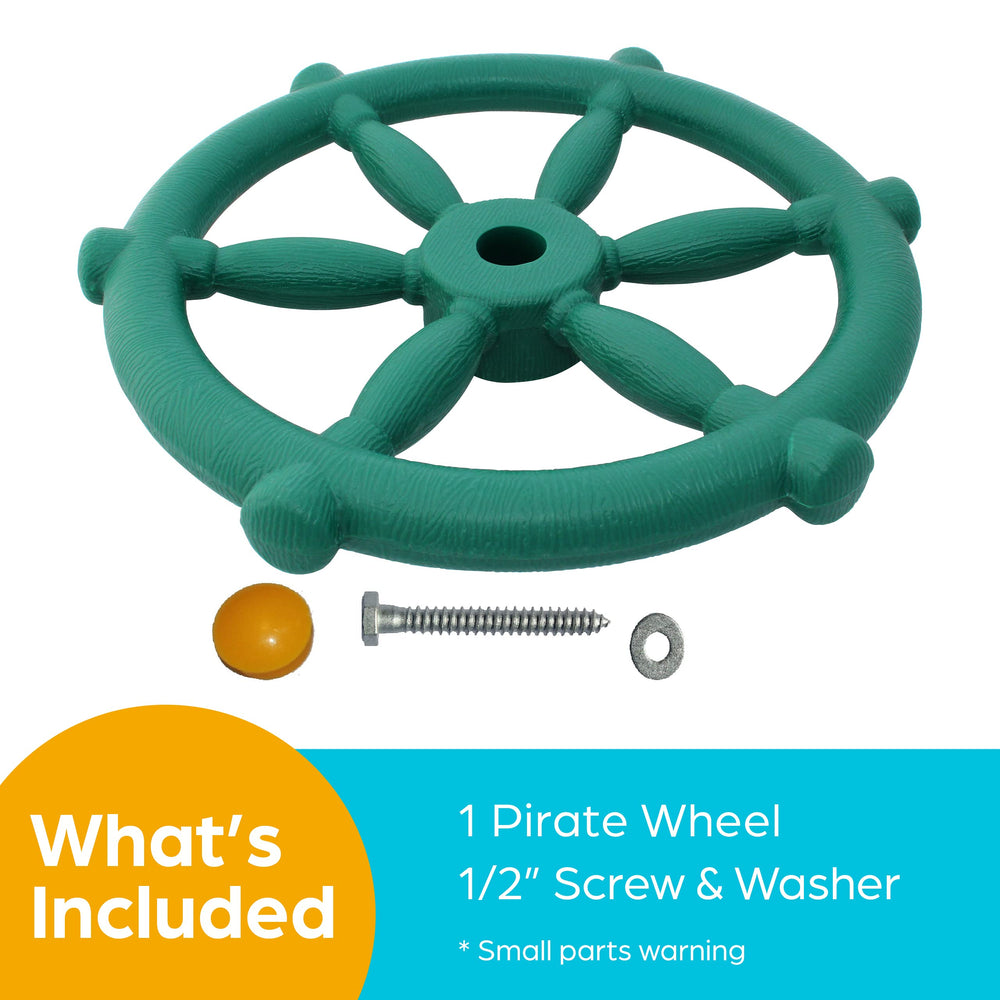 Jungle Gym Kingdom pirate ship wheel playset accessory supports safe fun.
