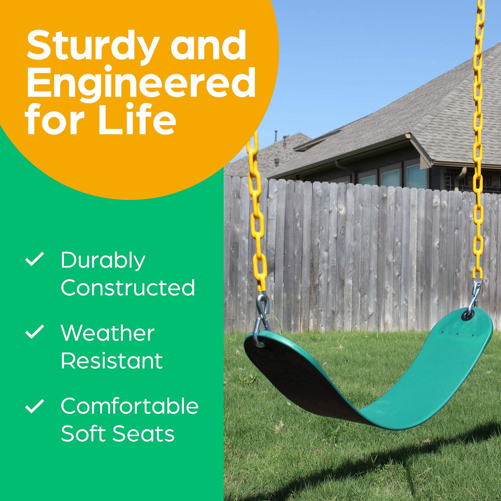 Jungle Gym Kingdom plastic-coated chains reduce pinching and tangling during playtime
