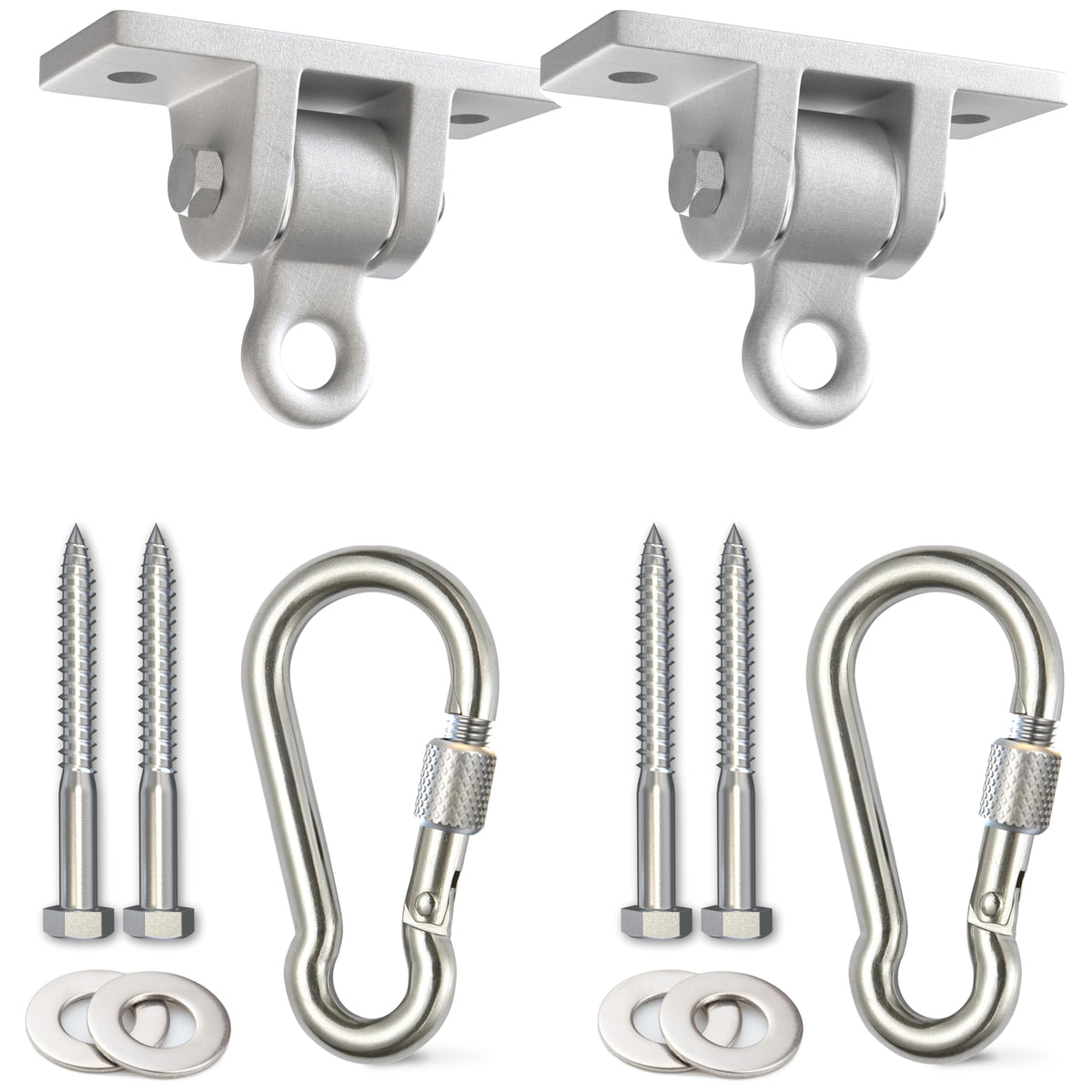 Jungle Gym Kingdom swing set brackets in heavy-duty metal for porch installation.