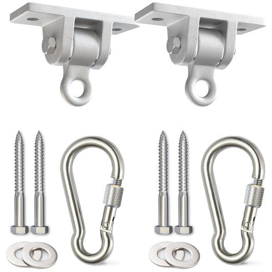 Jungle Gym Kingdom swing set brackets in heavy-duty metal for porch installation.