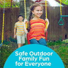 Jungle Gym Kingdom heavy-duty chains provide stable support for kids.