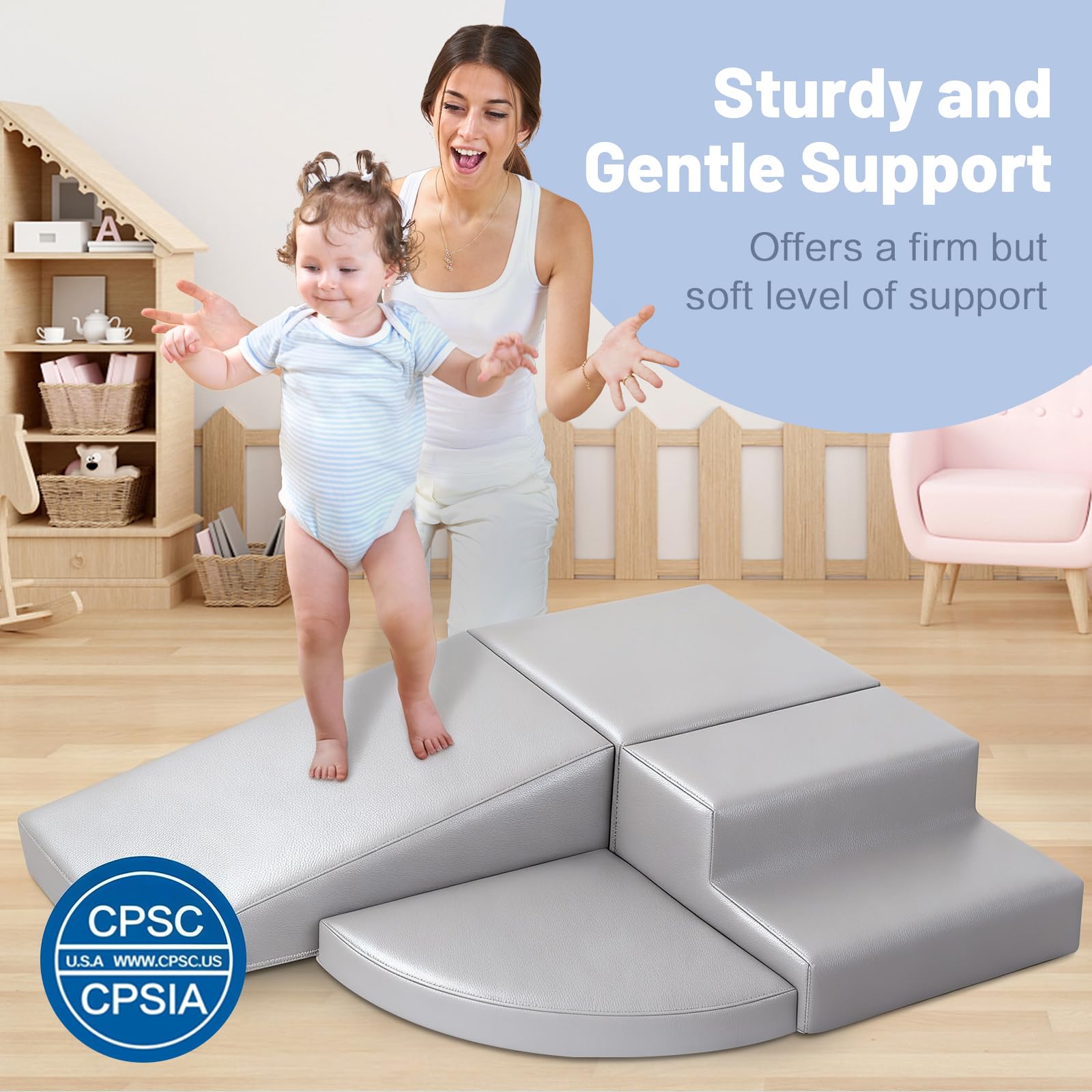 JungleDove non-slip base on foam blocks aids stability during play