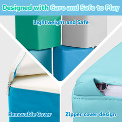 Toddlers explore balance with JungleDove soft foam blocks in indoor play