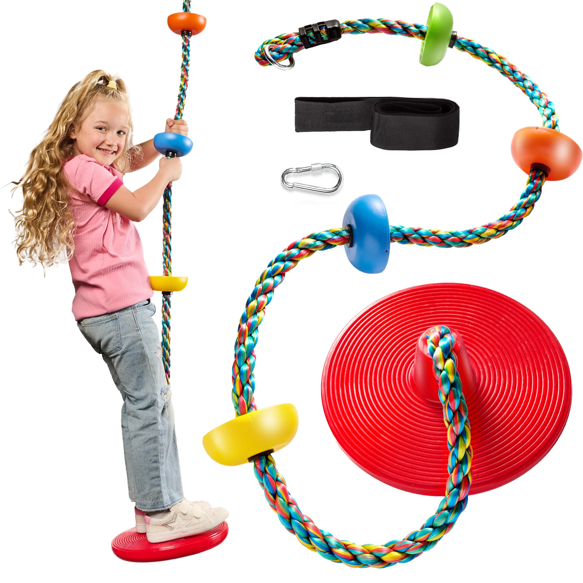 Jungle Gym Kingdom tree swing seat disc red provides fun and safe outdoor play for kids.