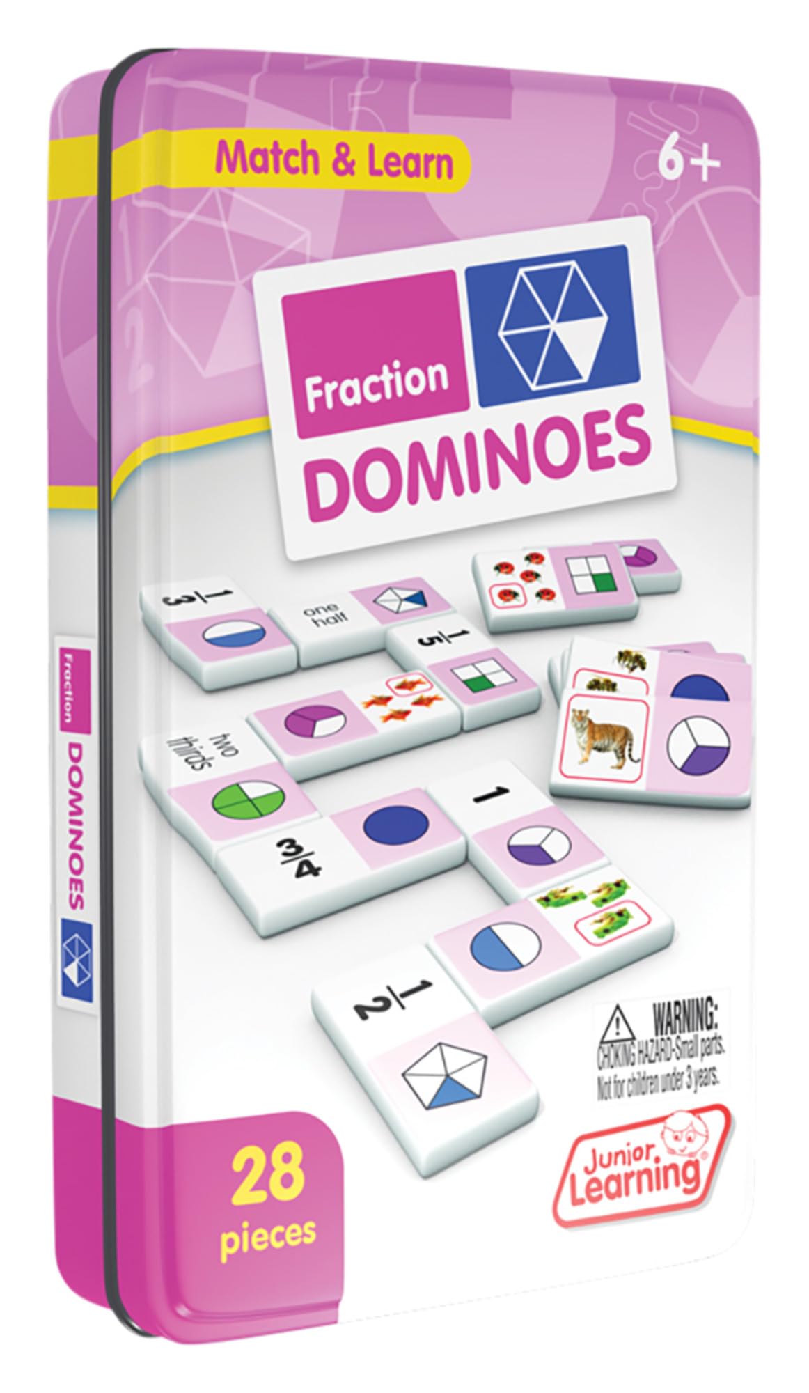 Junior Learning JL485 fraction dominoes number matching game promotes hands-on math.
