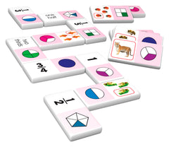 Junior Learning JL485 fraction dominoes thick pieces for comfortable handling.