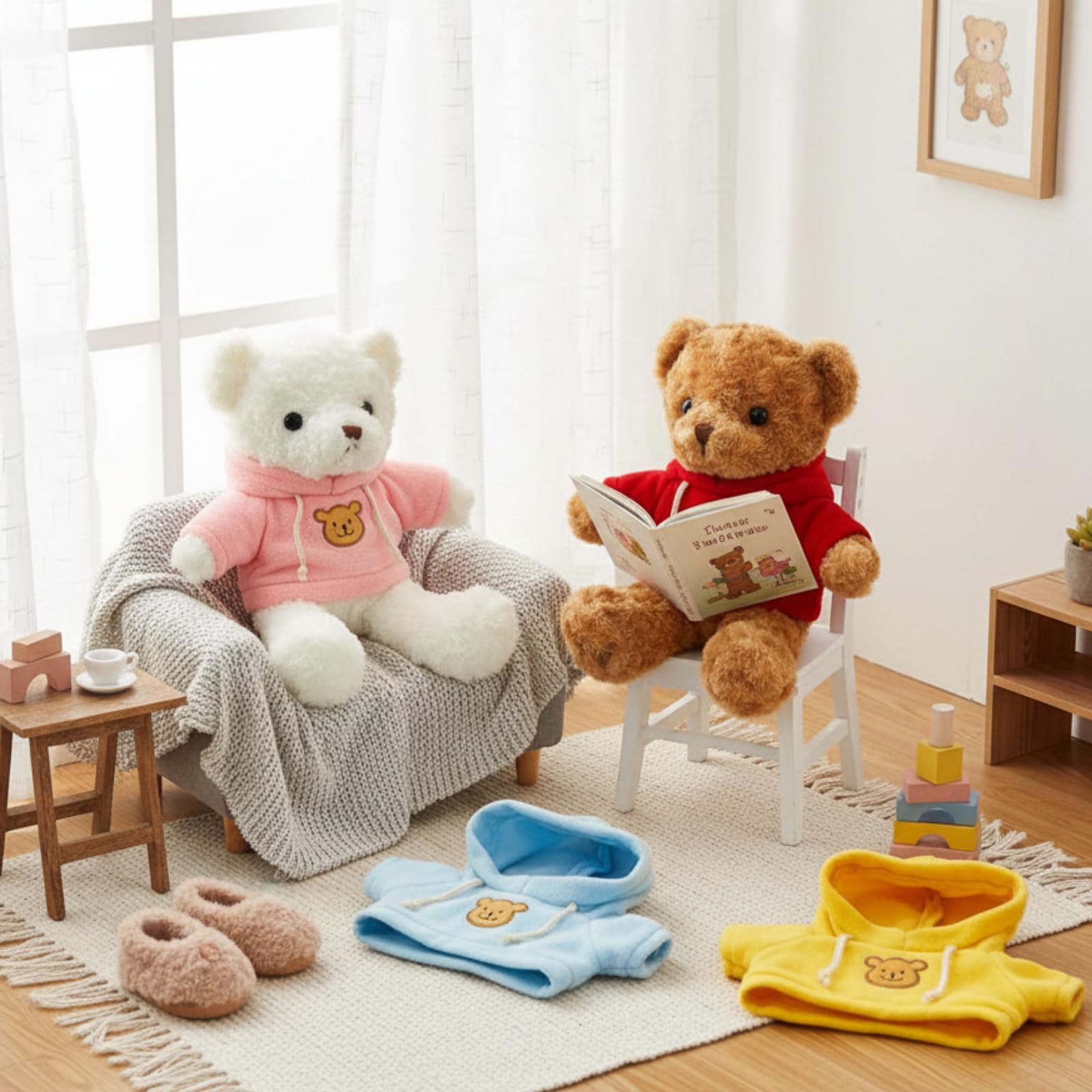 Junkin brown hoodie bear doll clothes offer warm storytelling look