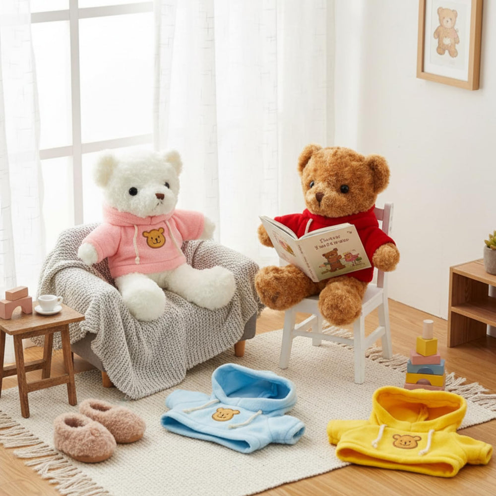 Junkin brown hoodie bear doll clothes offer warm storytelling look