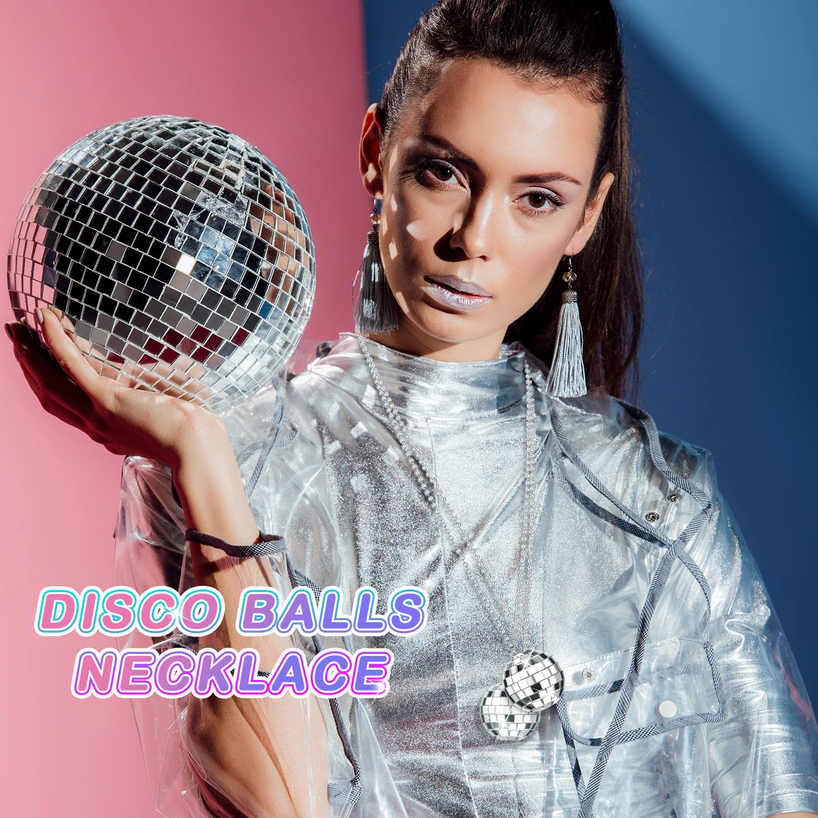 Junkin 48-pack disco ball necklace set for decorating venues and outfits alike.