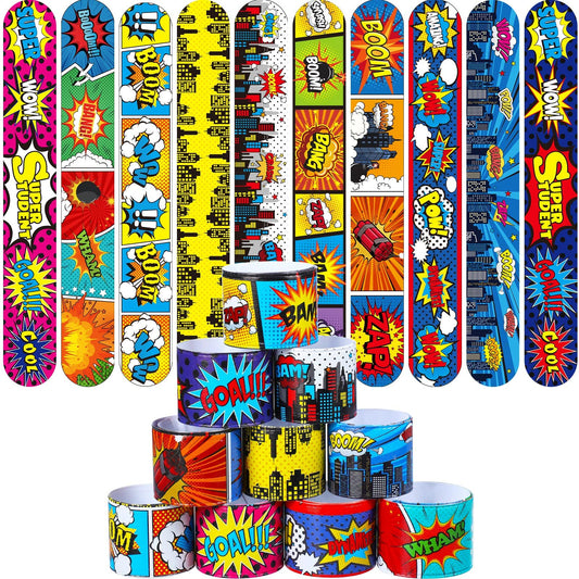 Junkin Hero tie-dye slap bracelets in vibrant assortment for kids' party favors