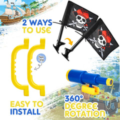 Junkin pirate flag adds color and a playful theme to play areas.