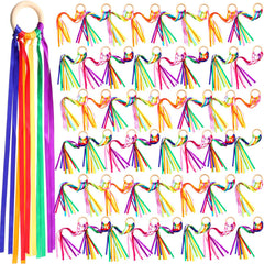 Junkin Ribbon Rings Hand Kite with wood ring for engaging, coordinated play.
