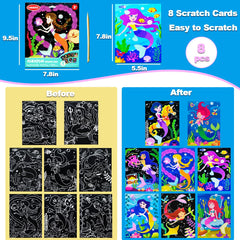 JUNQIU Scratch Art Expandable Gift Box keeps materials organized and ready