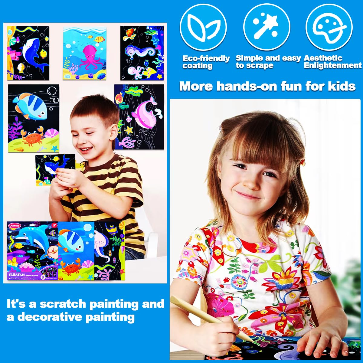 JUNQIU Scratch Art party favors add creative activity to celebrations.