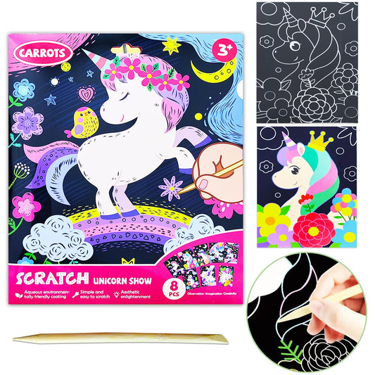 JUNQIU unicorn scratch art set in box ready for kids crafts