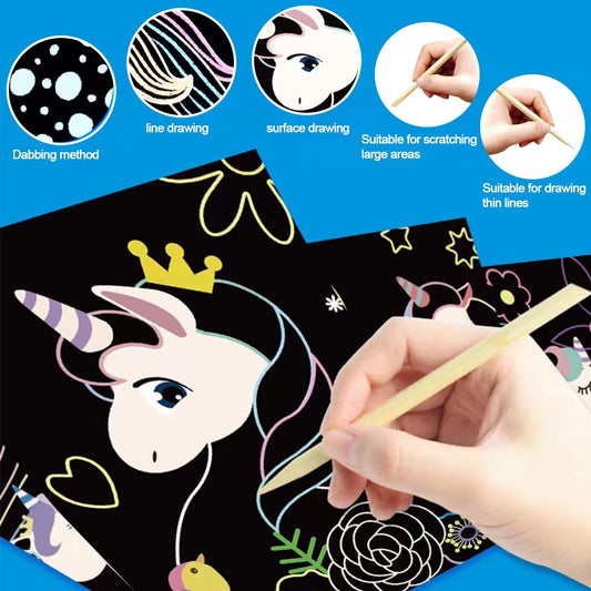 JUNQIU rainbow scratch paper reveals vibrant colors when scratched