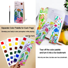 Junqiu US six-paint-pans per page enabling color mixing and variety.