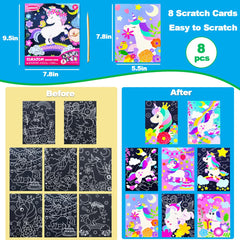 Eight unicorn scratch pictures for varied creative layouts