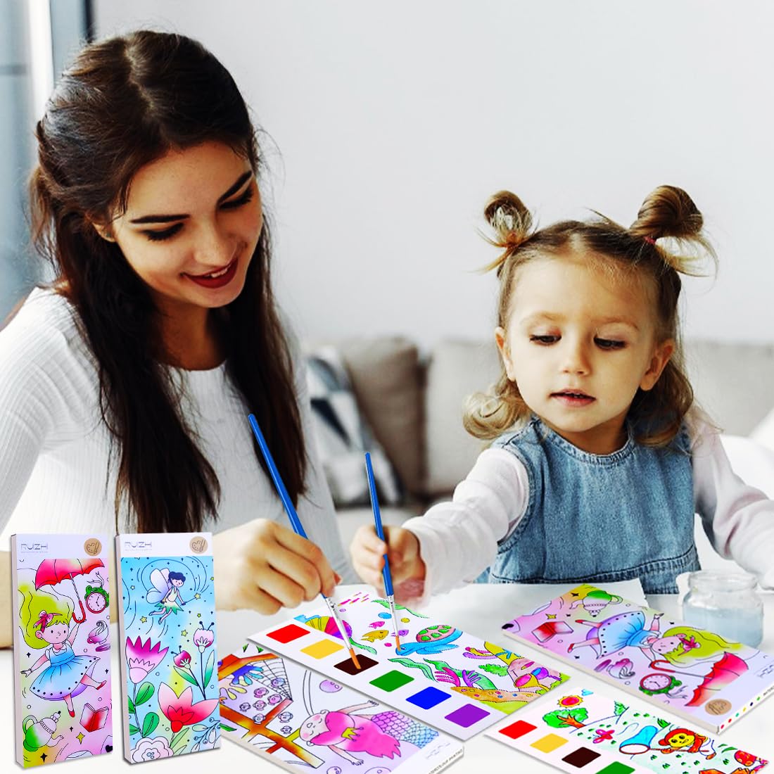 A child uses the JUNQIU US brush pen for smooth color fills