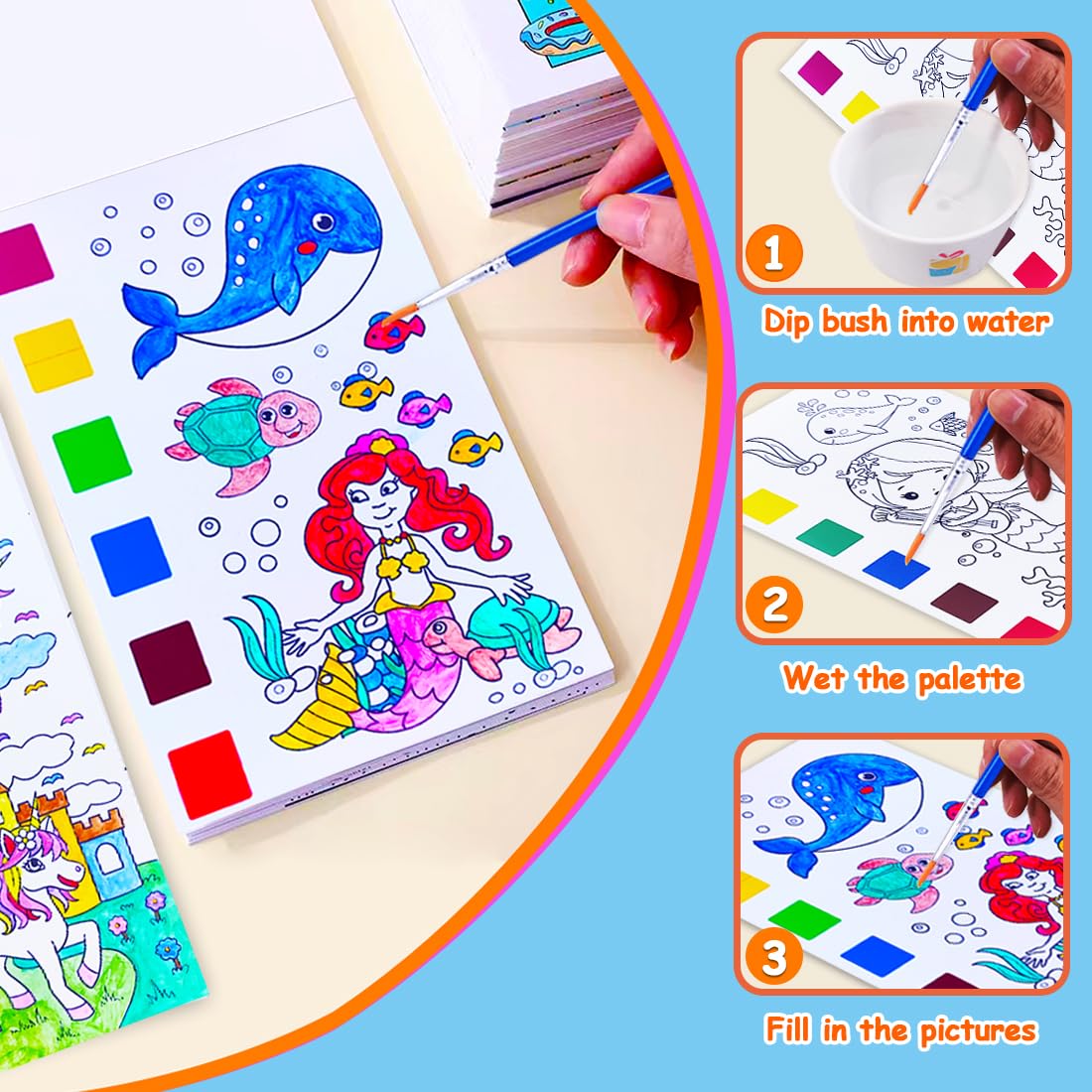 JUNQIU US kids watercolor pens for small hands, easy grip.