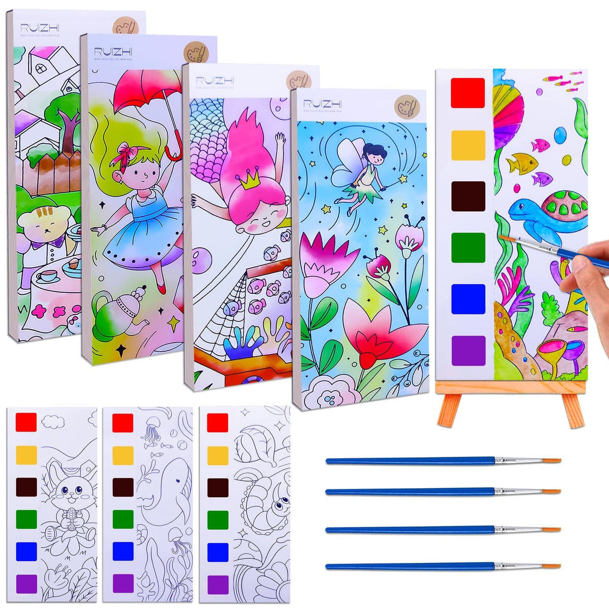 JUNQIU US paint with water book cover showcases kid-friendly, mess-free coloring