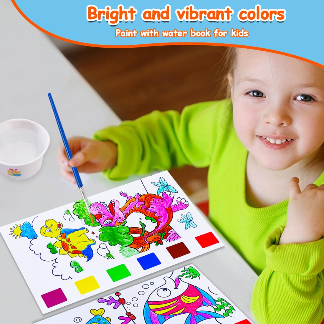JUNQIU US watercolor palette with paints, vibrant colors for little artists.