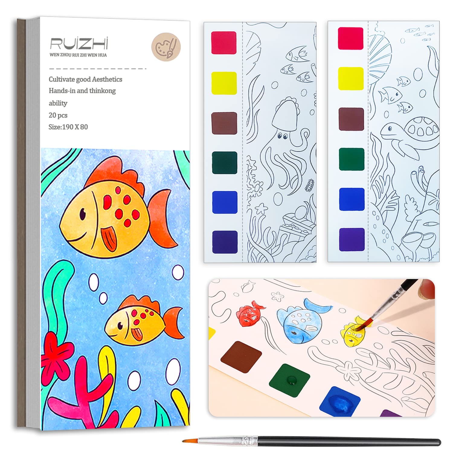 JUNQIU watercolor book front cover, portable for travel and quick art sessions.