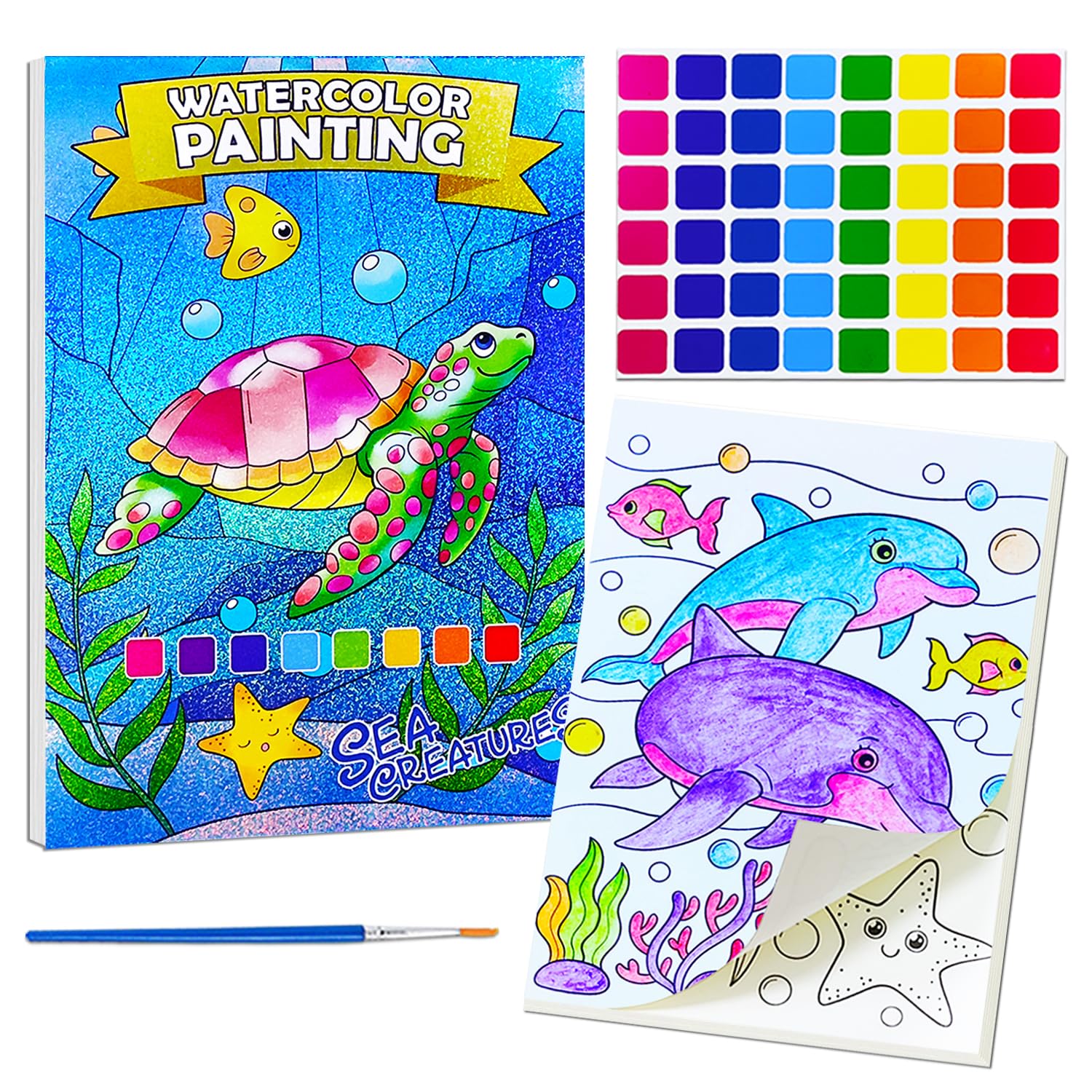 JUNQIU US watercolor book for kids with vibrant patterns to spark creativity